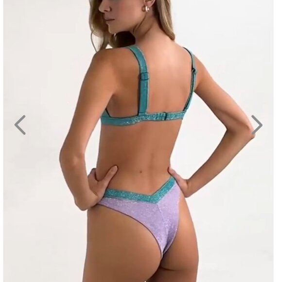 NWT OneOne Swimwear Bikini SET Jena Sims Collab Turks Purple Blue Shimmer New - Picture 6 of 10